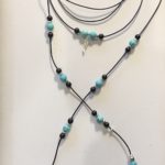 Leather and turquoise wrap choker